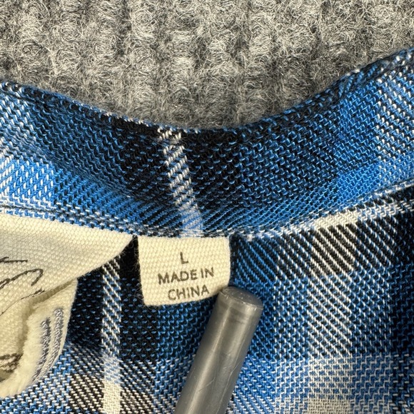 White Crow Flannel Button Up Shirt Womens L Blue Plaid Tunic Grunge Heritage - Picture 4 of 10